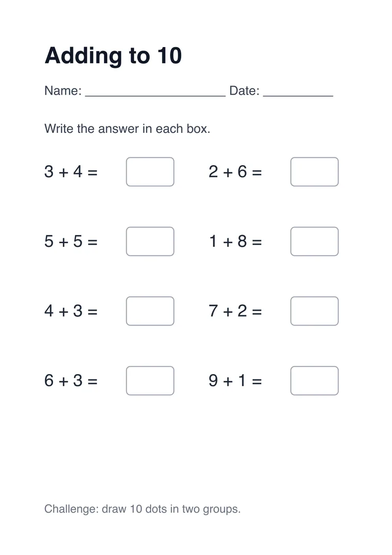 A plain one-page maths worksheet before theming