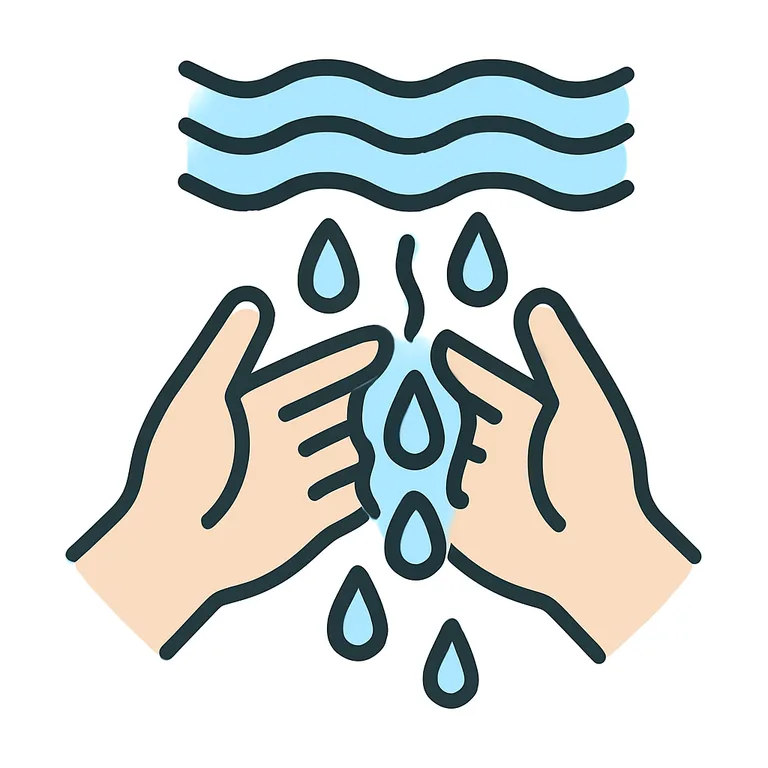 Sample picture card for hand washing steps: Wet Hands